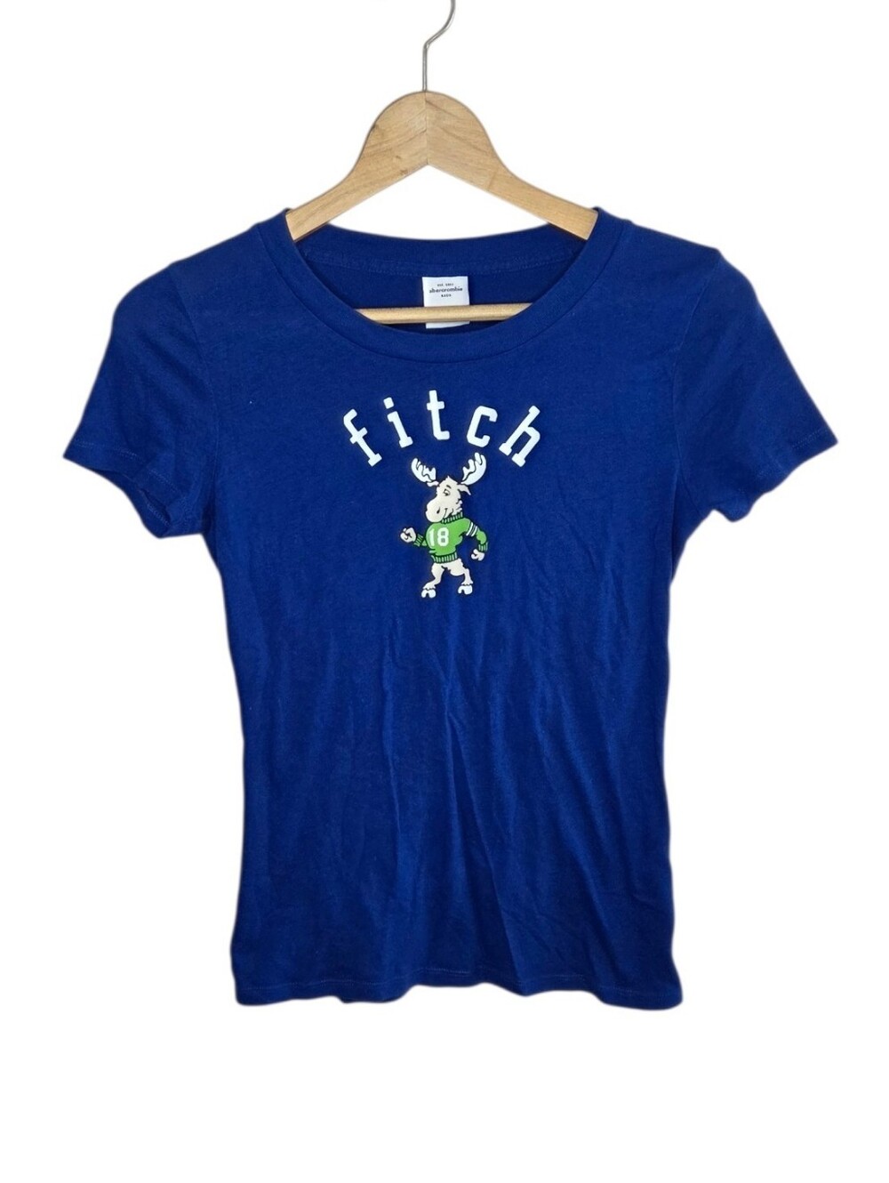 Y2K Abercrombie Kids Short Sleeve Fitch Moose Graphic Baby Tee Girls Size XL
